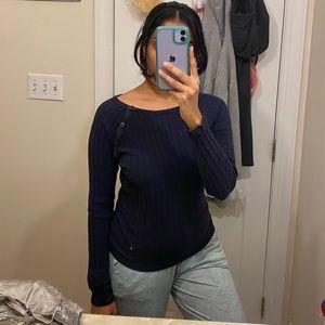 Blue Sweater with Button Detailing